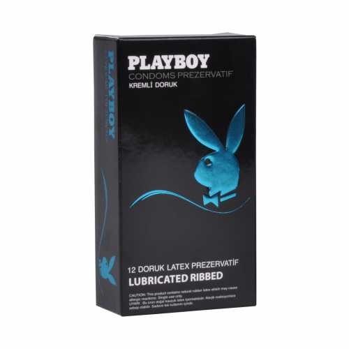 Playboy Ribbed Krei li Prezervatif